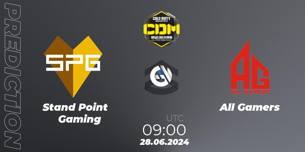 Pronóstico Stand Point Gaming - All Gamers. 28.06.2024 at 09:00, Call of Duty, China Masters 2024 S8: Regular Season