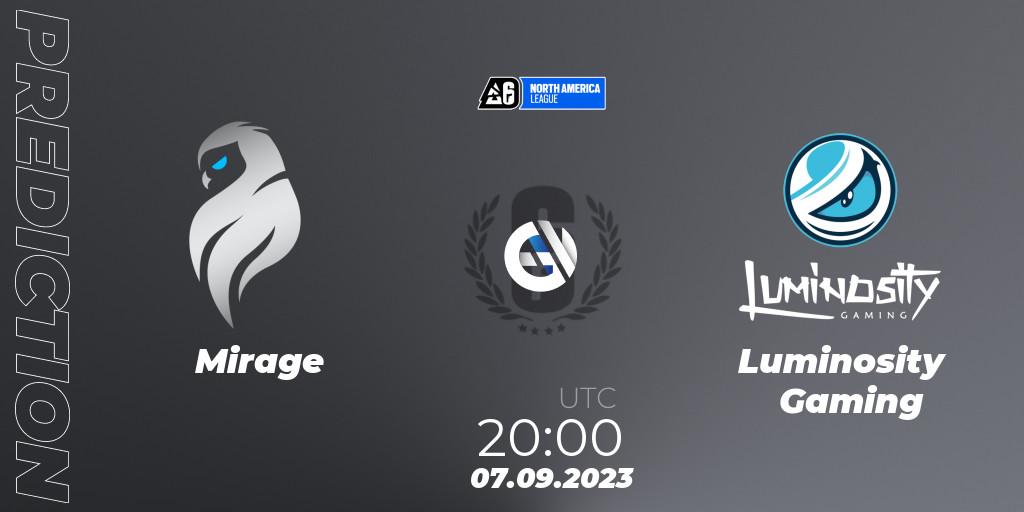 Pronóstico Mirage - Luminosity Gaming. 07.09.2023 at 20:00, Rainbow Six, North America League 2023 - Stage 2