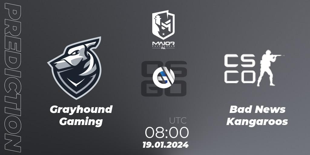 Pronóstico Grayhound Gaming - Bad News KangaroosN. 19.01.2024 at 08:00, Counter-Strike (CS2), PGL CS2 Major Copenhagen 2024 Oceania RMR Closed Qualifier