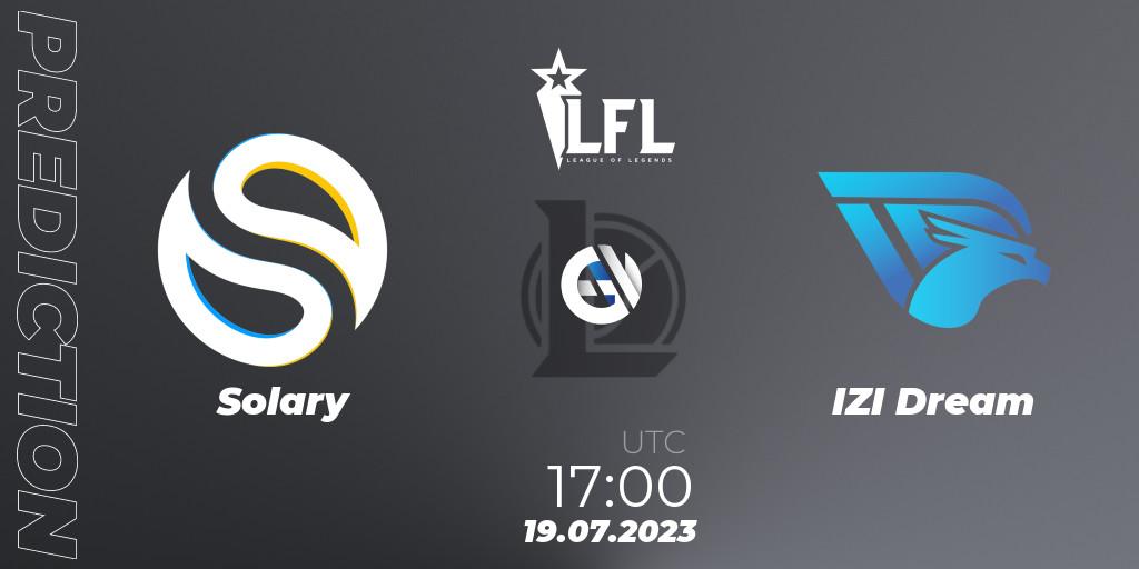 Pronóstico Solary - IZI Dream. 19.07.2023 at 17:00, LoL, LFL Summer 2023 - Group Stage