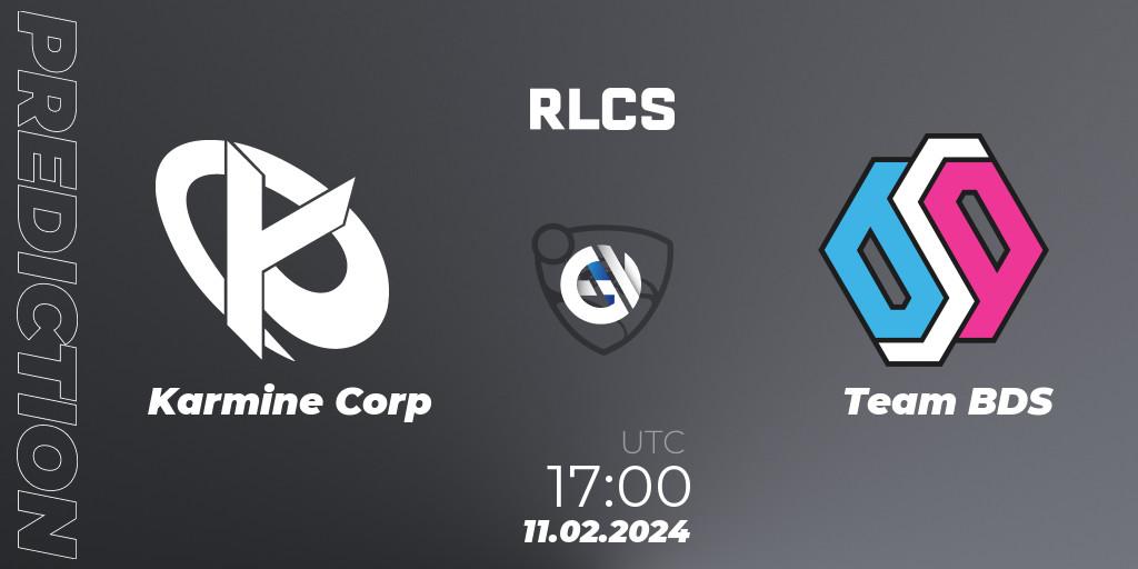 Pronóstico Karmine Corp - Team BDS. 11.02.2024 at 17:00, Rocket League, RLCS 2024 - Major 1: Europe Open Qualifier 1