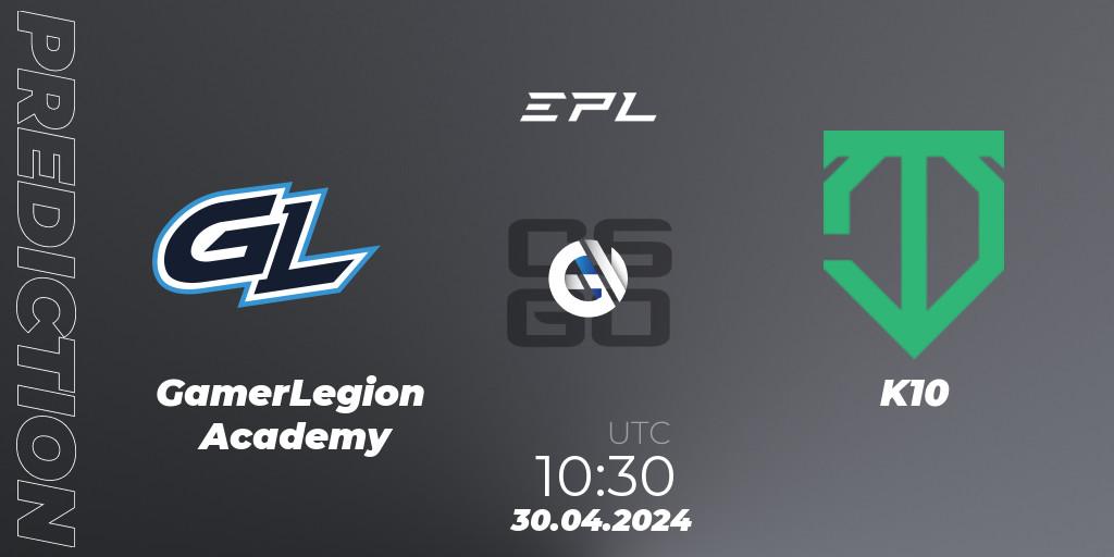 Pronóstico GamerLegion Academy - K10. 30.04.2024 at 11:15, Counter-Strike (CS2), European Pro League Season 17: Division 2