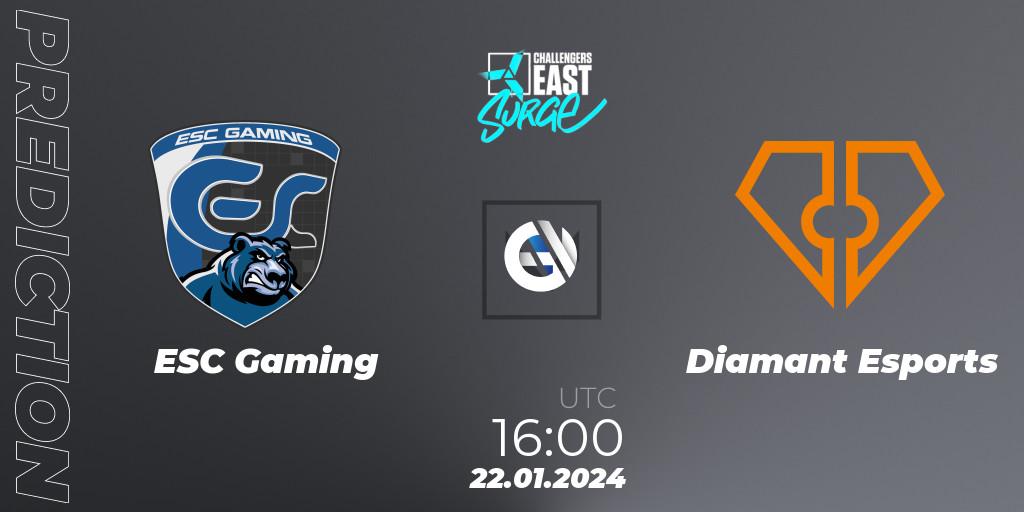 Pronóstico ESC Gaming - Diamant Esports. 22.01.24, VALORANT, VALORANT Challengers 2024 East: Surge Split 1