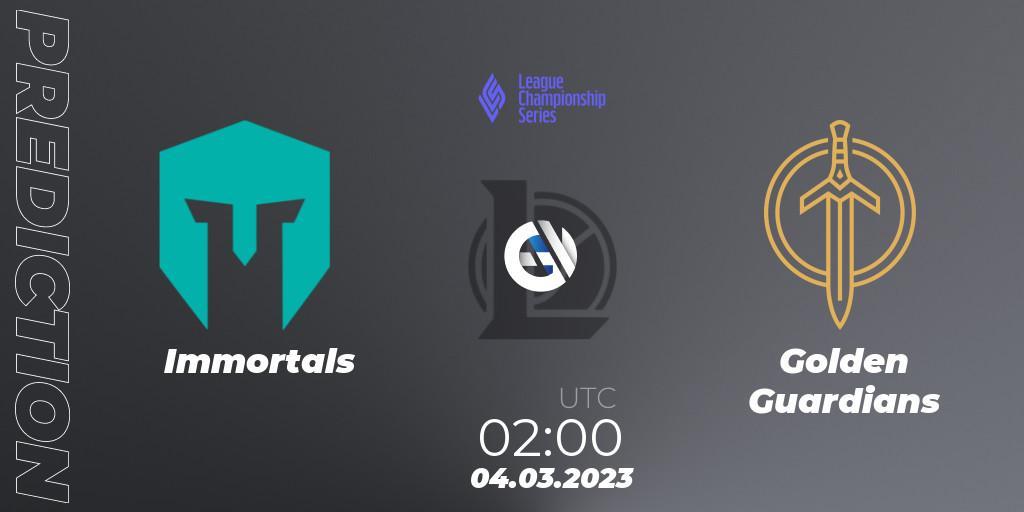 Pronóstico Immortals - Golden Guardians. 04.03.2023 at 02:00, LoL, LCS Spring 2023 - Group Stage