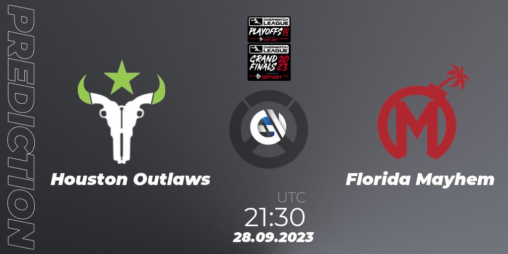 Pronóstico Houston Outlaws - Florida Mayhem. 28.09.2023 at 21:30, Overwatch, Overwatch League 2023 - Playoffs