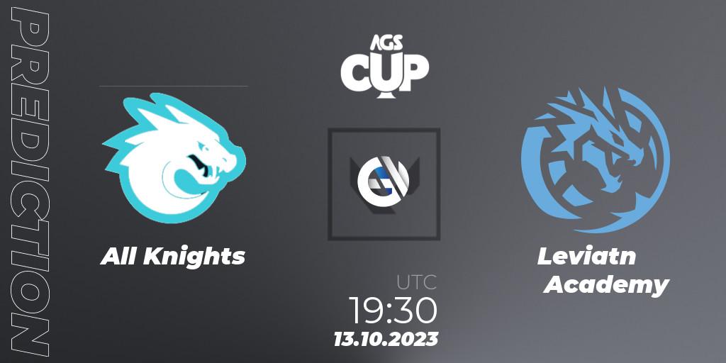 Pronóstico All Knights - Leviatán Academy. 13.10.2023 at 20:30, VALORANT, Argentina Game Show Cup 2023