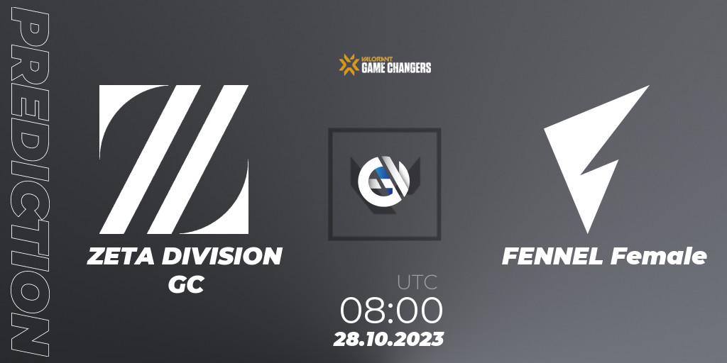 Pronóstico ZETA DIVISION GC - FENNEL Female. 28.10.2023 at 08:00, VALORANT, VCT 2023: Game Changers East Asia