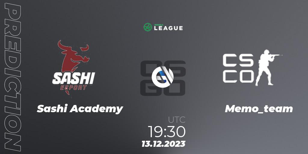 Pronóstico Sashi Academy - Memo_team. 13.12.2023 at 19:30, Counter-Strike (CS2), ESEA Season 47: Open Division - Europe