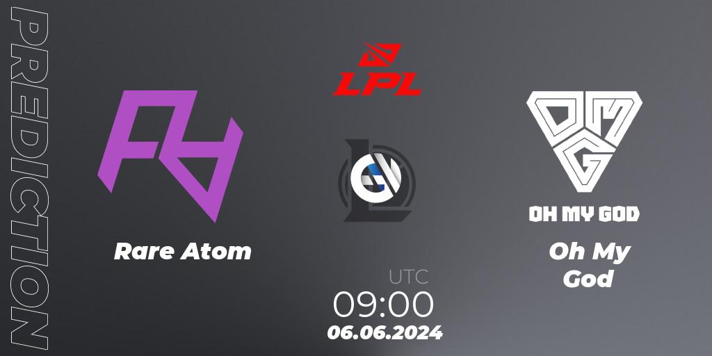 Pronóstico Rare Atom - Oh My God. 06.06.2024 at 09:00, LoL, LPL 2024 Summer - Group Stage