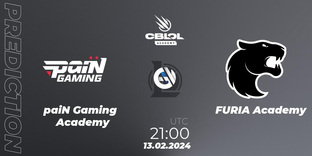 Pronóstico paiN Gaming Academy - FURIA Academy. 13.02.2024 at 21:00, LoL, CBLOL Academy Split 1 2024