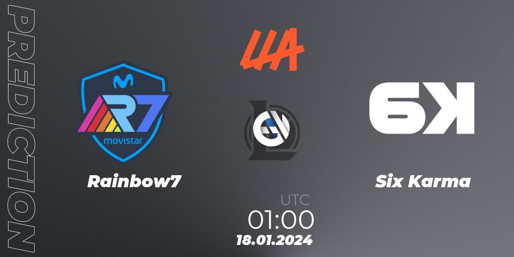 Pronóstico Rainbow7 - Six Karma. 18.01.2024 at 01:00, LoL, LLA 2024 Opening Group Stage