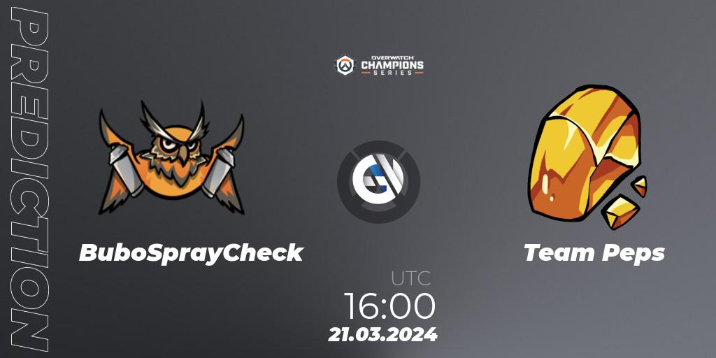Pronóstico BuboSprayCheck - Team Peps. 21.03.2024 at 16:00, Overwatch, Overwatch Champions Series 2024 - EMEA Stage 1 Main Event