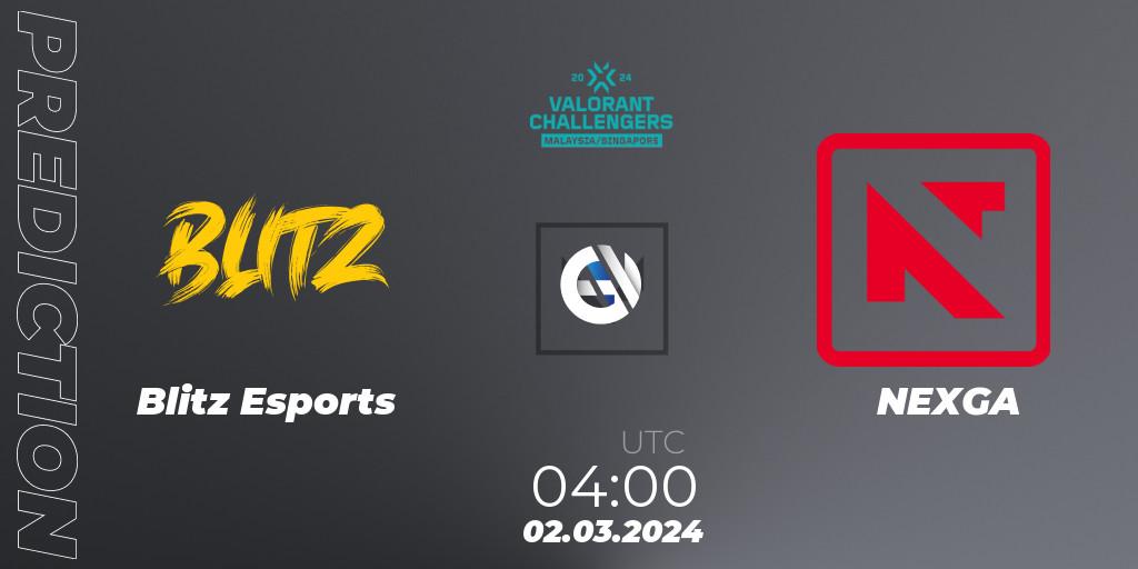Pronóstico Blitz Esports - NEXGA. 02.03.2024 at 04:00, VALORANT, VALORANT Challengers Malaysia & Singapore 2024: Split 1