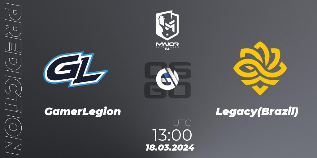 Pronóstico GamerLegion - Legacy(Brazil). 18.03.24, CS2 (CS:GO), PGL CS2 Major Copenhagen 2024 Challengers Stage