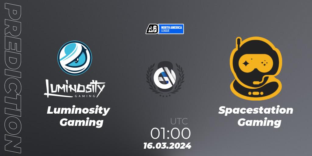 Pronóstico Luminosity Gaming - Spacestation Gaming. 16.03.24, Rainbow Six, North America League 2024 - Stage 1