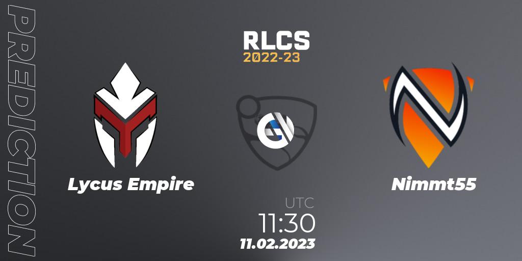 Pronóstico Lycus Empire - Nimmt55. 11.02.2023 at 11:30, Rocket League, RLCS 2022-23 - Winter: Asia-Pacific Regional 2 - Winter Cup