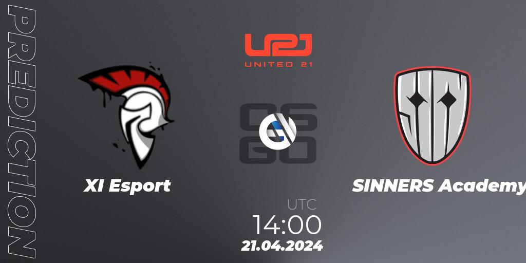Pronóstico XI Esport - SINNERS Academy. 21.04.2024 at 14:00, Counter-Strike (CS2), United21 Season 13: Division 2