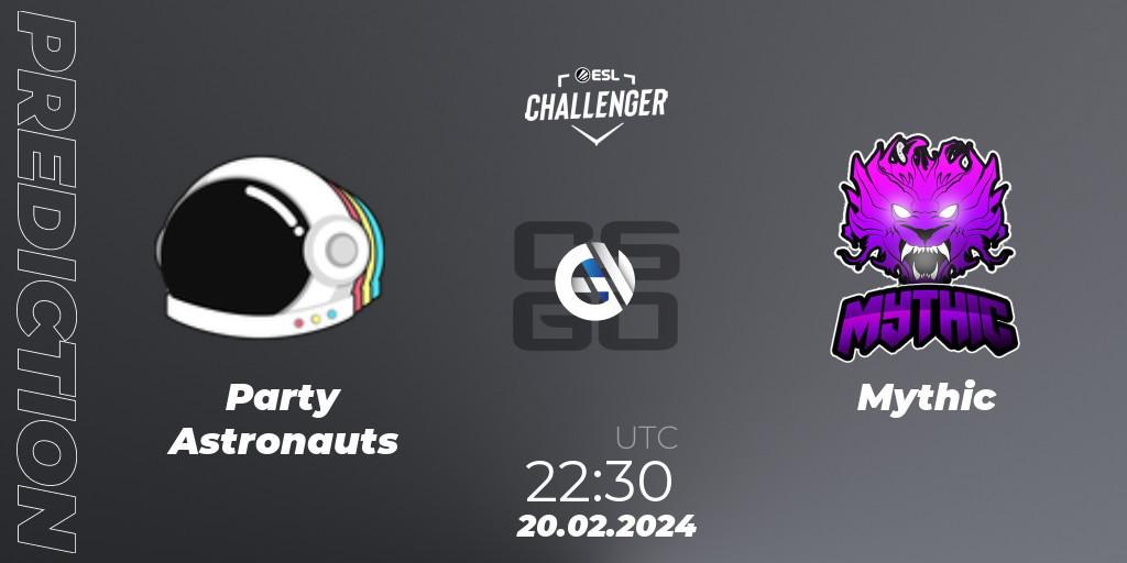 Pronóstico Party Astronauts - Mythic. 20.02.2024 at 22:30, Counter-Strike (CS2), ESL Challenger #56: North American Closed Qualifier