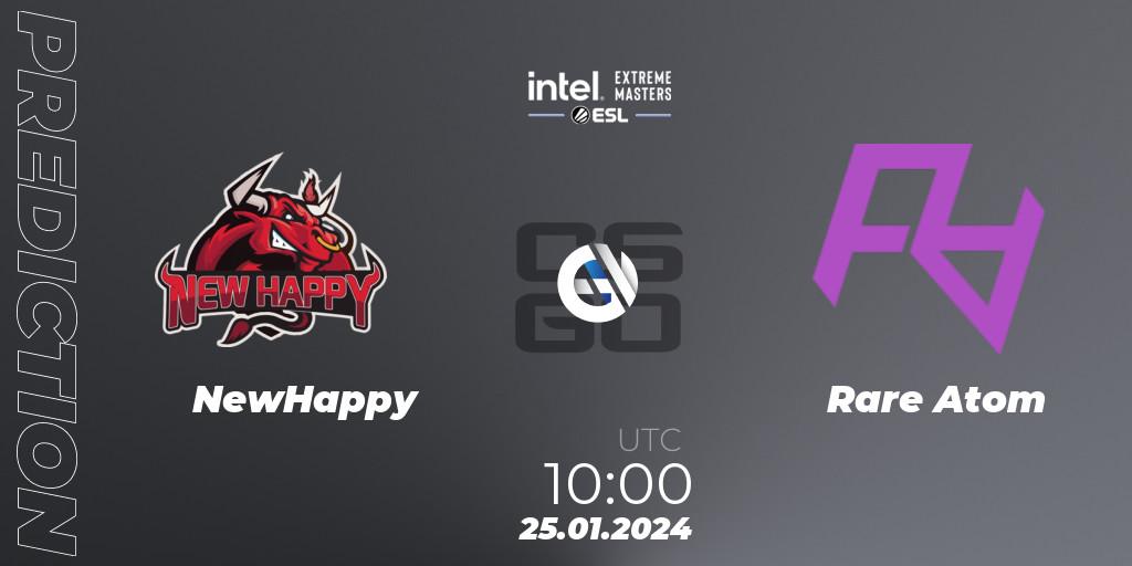 Pronóstico NewHappy - Rare Atom. 25.01.2024 at 10:00, Counter-Strike (CS2), Intel Extreme Masters China 2024: Asian Open Qualifier #2