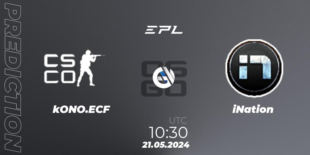 Pronóstico kONO.ECF - iNation. 21.05.2024 at 10:30, Counter-Strike (CS2), European Pro League Season 16