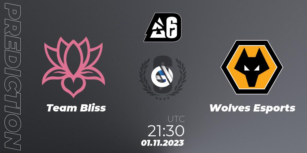 Pronóstico Team Bliss - Wolves Esports. 01.11.2023 at 21:40, Rainbow Six, BLAST Major USA 2023