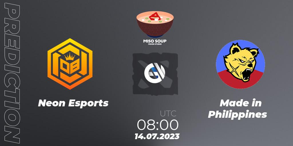 Pronóstico Neon Esports - Made in Philippines. 14.07.2023 at 06:17, Dota 2, Moon Studio Miso Soup