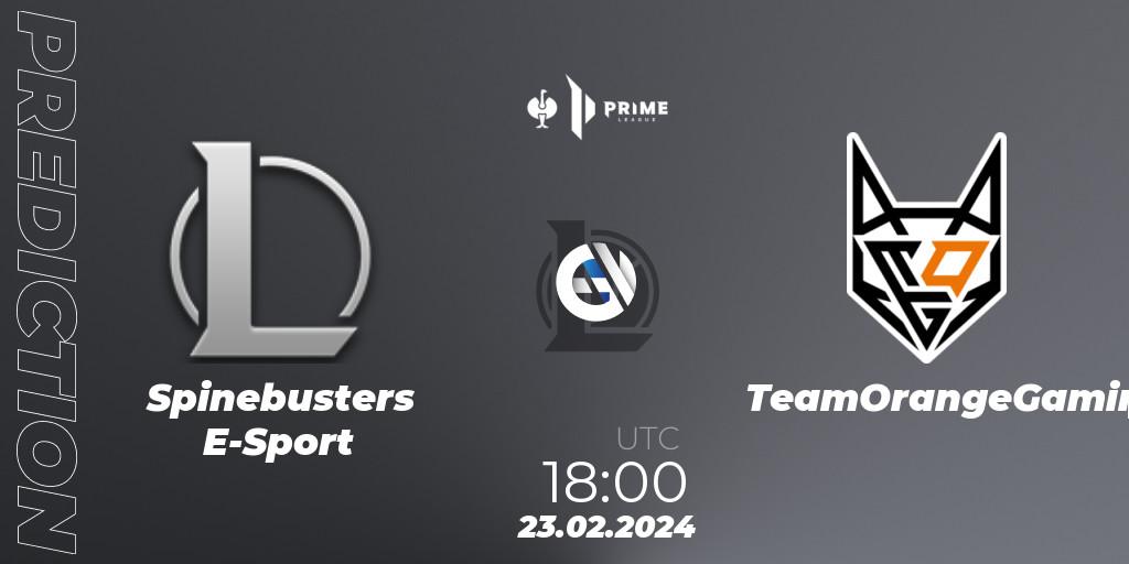 Pronóstico Spinebusters E-Sport - TeamOrangeGaming. 23.02.24, LoL, Prime League 2nd Division