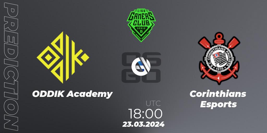 Pronóstico ODDIK Academy - Corinthians Esports. 23.03.2024 at 18:00, Counter-Strike (CS2), Gamers Club Liga Série B: March 2024