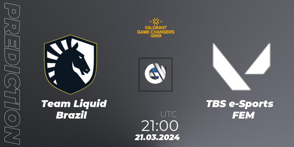 Pronóstico Team Liquid Brazil - TBS e-Sports FEM. 21.03.2024 at 21:00, VALORANT, VCT 2024: Game Changers Brazil Series 1