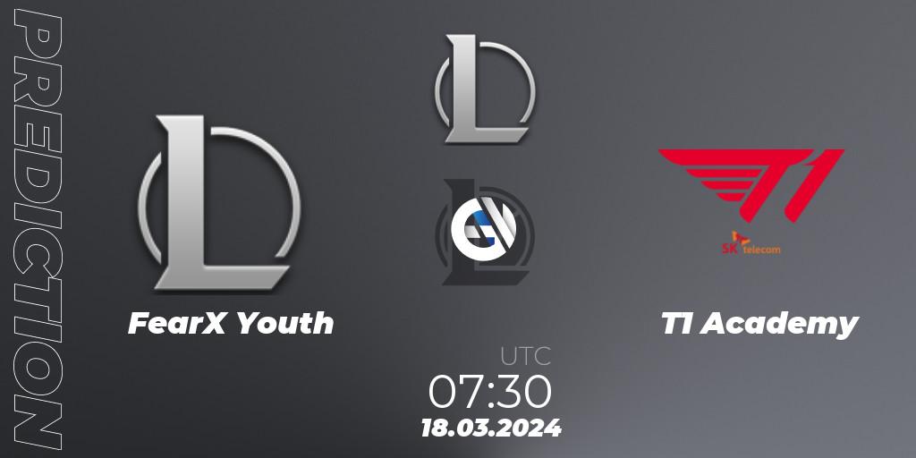Pronóstico FearX Youth - T1 Academy. 18.03.2024 at 07:30, LoL, LCK Challengers League 2024 Spring - Group Stage