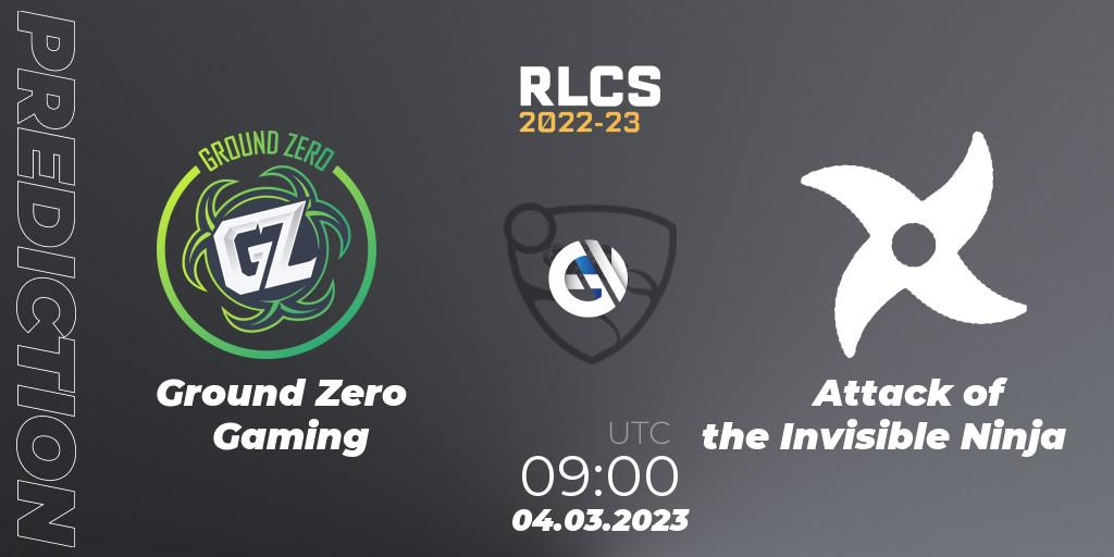 Pronóstico Ground Zero Gaming - Attack of the Invisible Ninja. 04.03.2023 at 08:20, Rocket League, RLCS 2022-23 - Winter: Oceania Regional 3 - Winter Invitational