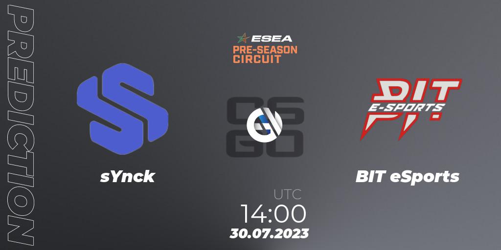 Pronóstico sYnck - BIT eSports. 30.07.2023 at 14:00, Counter-Strike (CS2), ESEA Pre-Season Circuit 2023: European Final