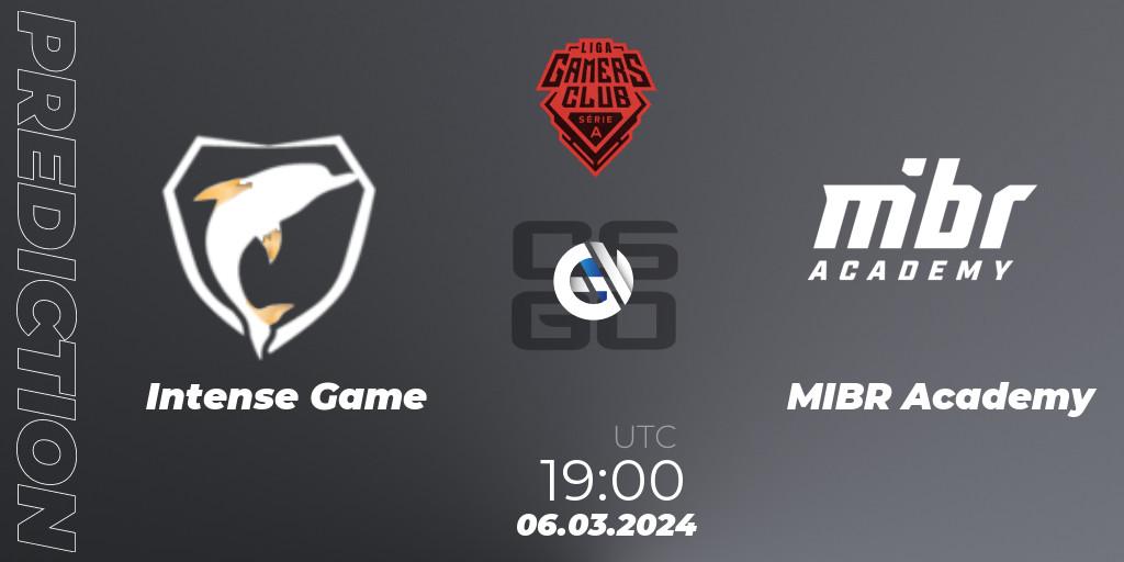 Pronóstico Intense Game - MIBR Academy. 06.03.2024 at 19:00, Counter-Strike (CS2), Gamers Club Liga Série A: February 2024