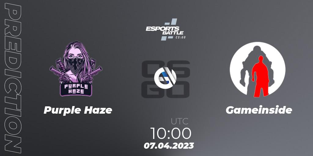 Pronóstico Purple Haze - Gameinside. 07.04.2023 at 10:00, Counter-Strike (CS2), ESportsBattle Season 15