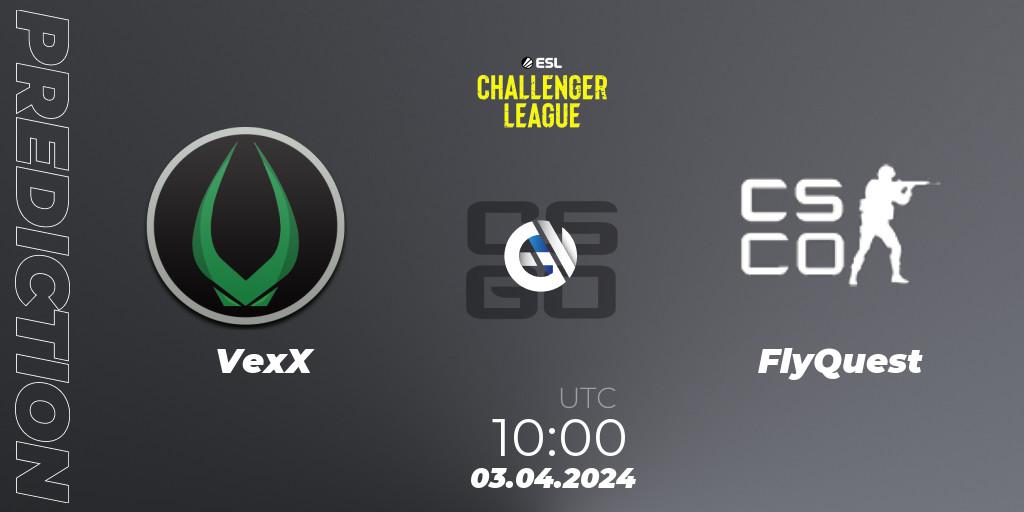 Pronóstico VexX - FlyQuest. 03.04.2024 at 09:50, Counter-Strike (CS2), ESL Challenger League Season 47: Oceania