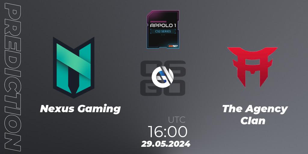Pronóstico Nexus Gaming - The Agency Clan. 30.05.2024 at 16:00, Counter-Strike (CS2), Appolo1 Series: Phase 2