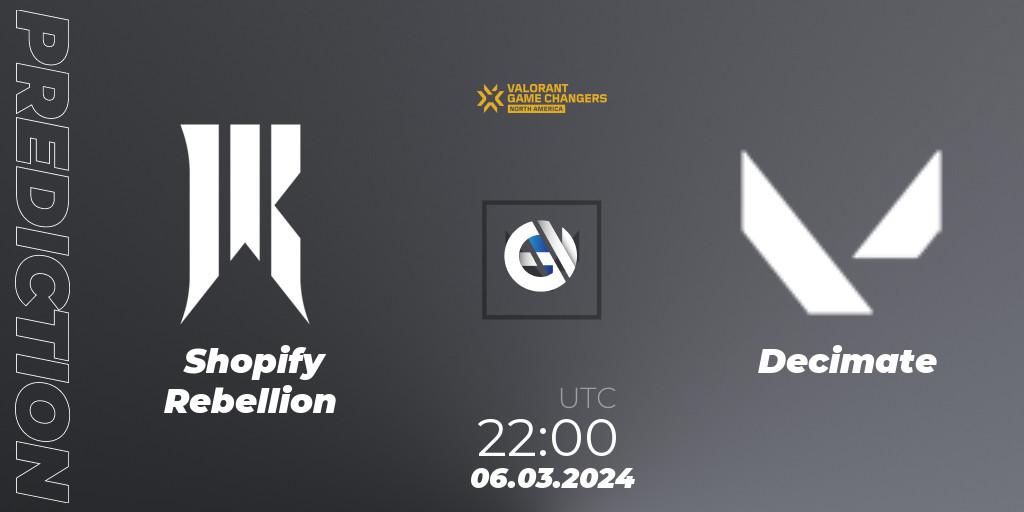 Pronóstico Shopify Rebellion - Decimate. 06.03.24, VALORANT, VCT 2024: Game Changers North America Series Series 1