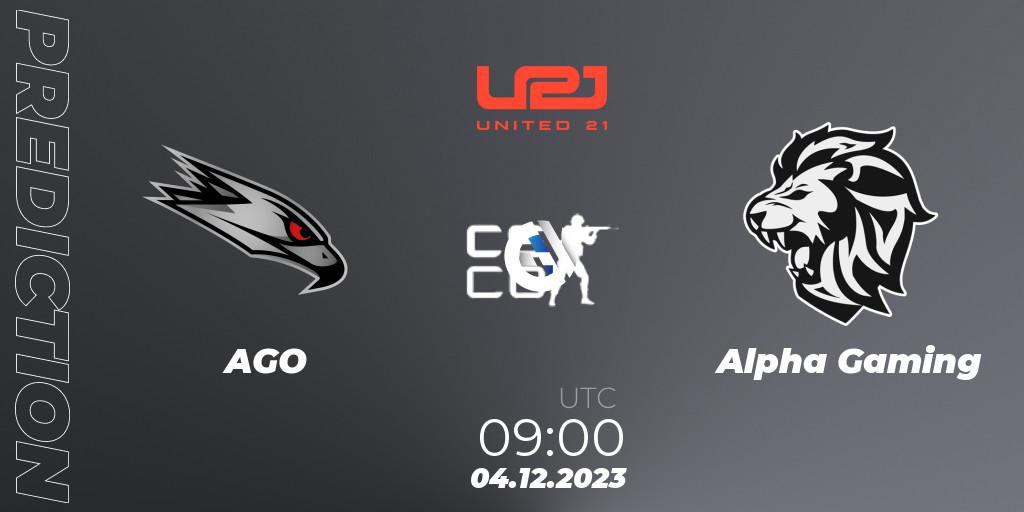 Pronóstico AGO - Alpha Gaming. 04.12.23, CS2 (CS:GO), United21 Season 9