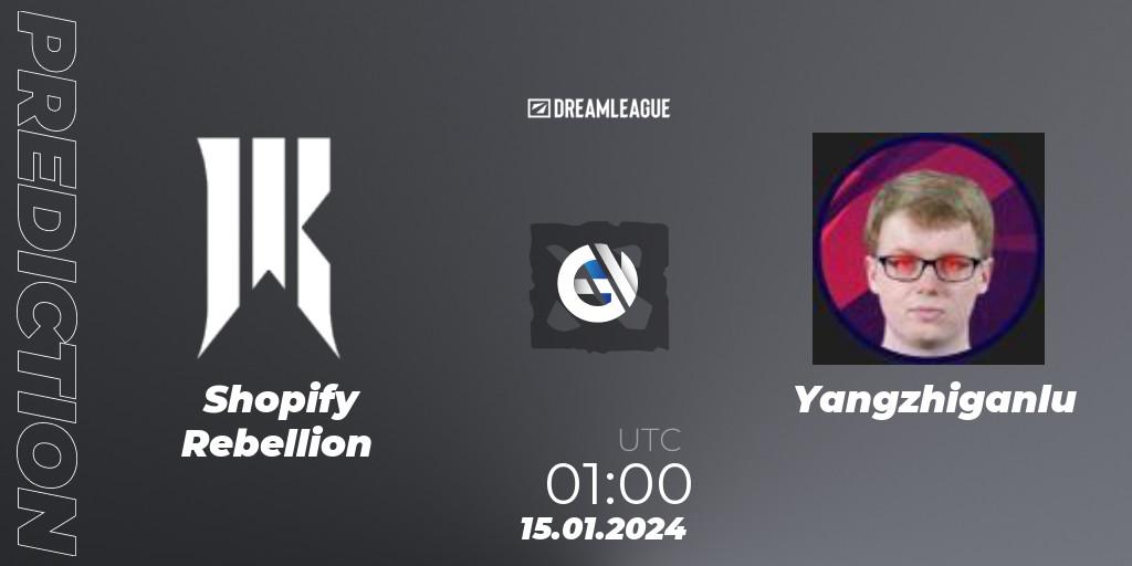 Pronóstico Shopify Rebellion - Yangzhiganlu. 15.01.2024 at 01:02, Dota 2, DreamLeague Season 22: North America Closed Qualifier