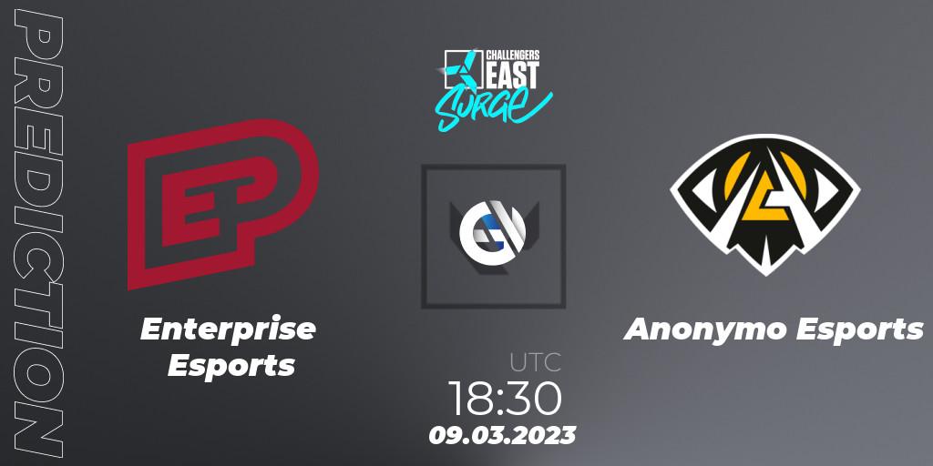 Pronóstico Enterprise Esports - Anonymo Esports. 09.03.2023 at 18:30, VALORANT, VALORANT Challengers 2023 East: Surge Split 1