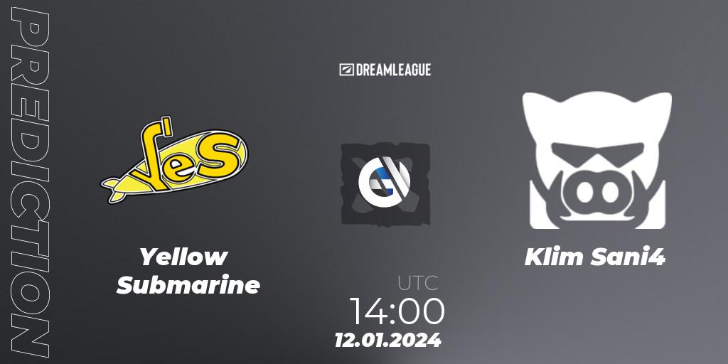 Pronóstico Yellow Submarine - Klim Sani4. 12.01.2024 at 14:15, Dota 2, DreamLeague Season 22: Eastern Europe Open Qualifier #2