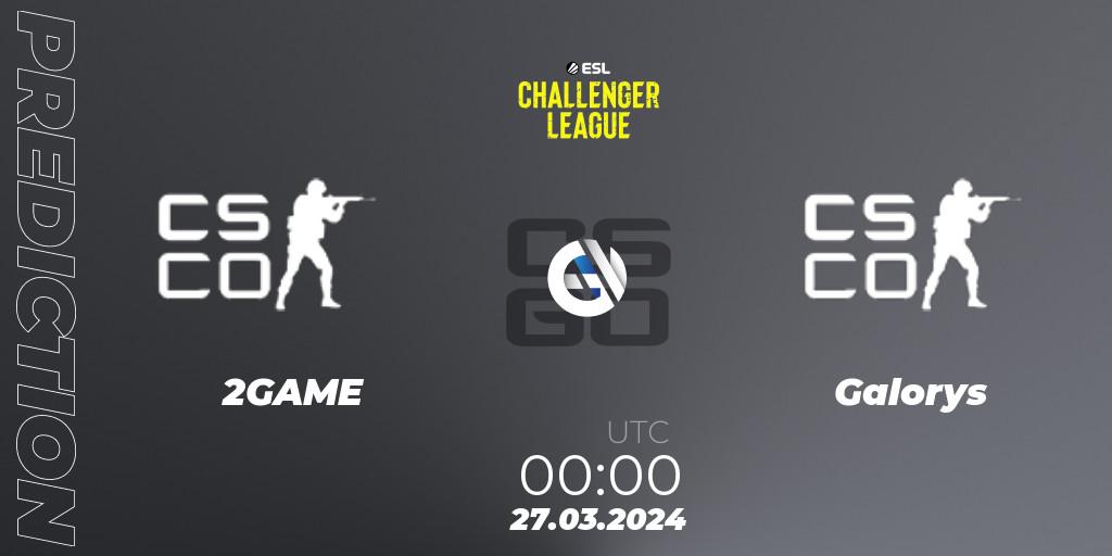 Pronóstico 2GAME - Galorys. 27.03.2024 at 00:30, Counter-Strike (CS2), ESL Challenger League Season 47: South America