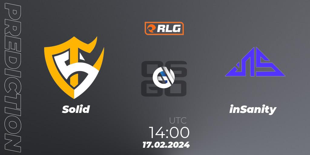 Pronóstico Solid - inSanity. 17.02.24, CS2 (CS:GO), RES Latin American Series #1