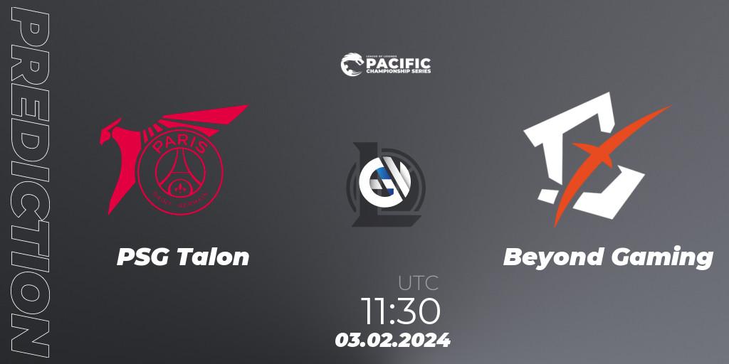 Pronóstico PSG Talon - Beyond Gaming. 03.02.2024 at 11:30, LoL, PCS Spring 2024