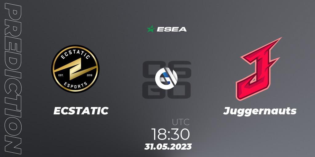 Pronóstico ECSTATIC - Juggernauts. 31.05.2023 at 18:30, Counter-Strike (CS2), ESEA Advanced Season 45 Europe