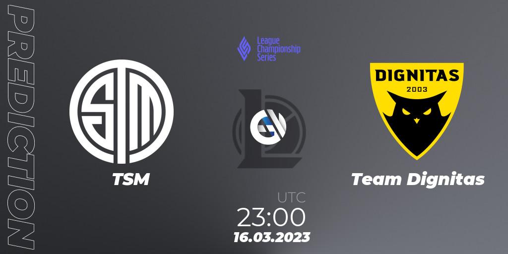 Pronóstico TSM - Team Dignitas. 18.02.2023 at 01:00, LoL, LCS Spring 2023 - Group Stage