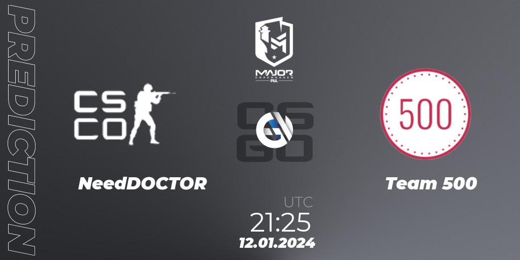 Pronóstico NeedDOCTOR - Team 500. 12.01.2024 at 21:25, Counter-Strike (CS2), PGL CS2 Major Copenhagen 2024 Europe RMR Open Qualifier 3