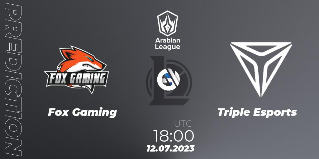 Pronóstico Fox Gaming - Triple Esports. 12.07.23, LoL, Arabian League Summer 2023 - Group Stage