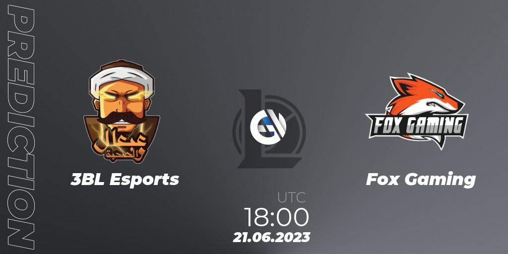 Pronóstico 3BL Esports - Fox Gaming. 21.06.2023 at 18:00, LoL, Arabian League Summer 2023 - Group Stage