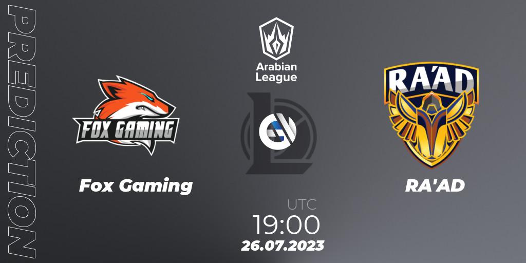 Pronóstico Fox Gaming - RA'AD. 26.07.2023 at 19:30, LoL, Arabian League Summer 2023 - Group Stage